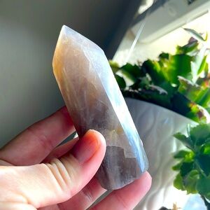 Beautiful dusty blue Blue Rose Quartz Crystal tower